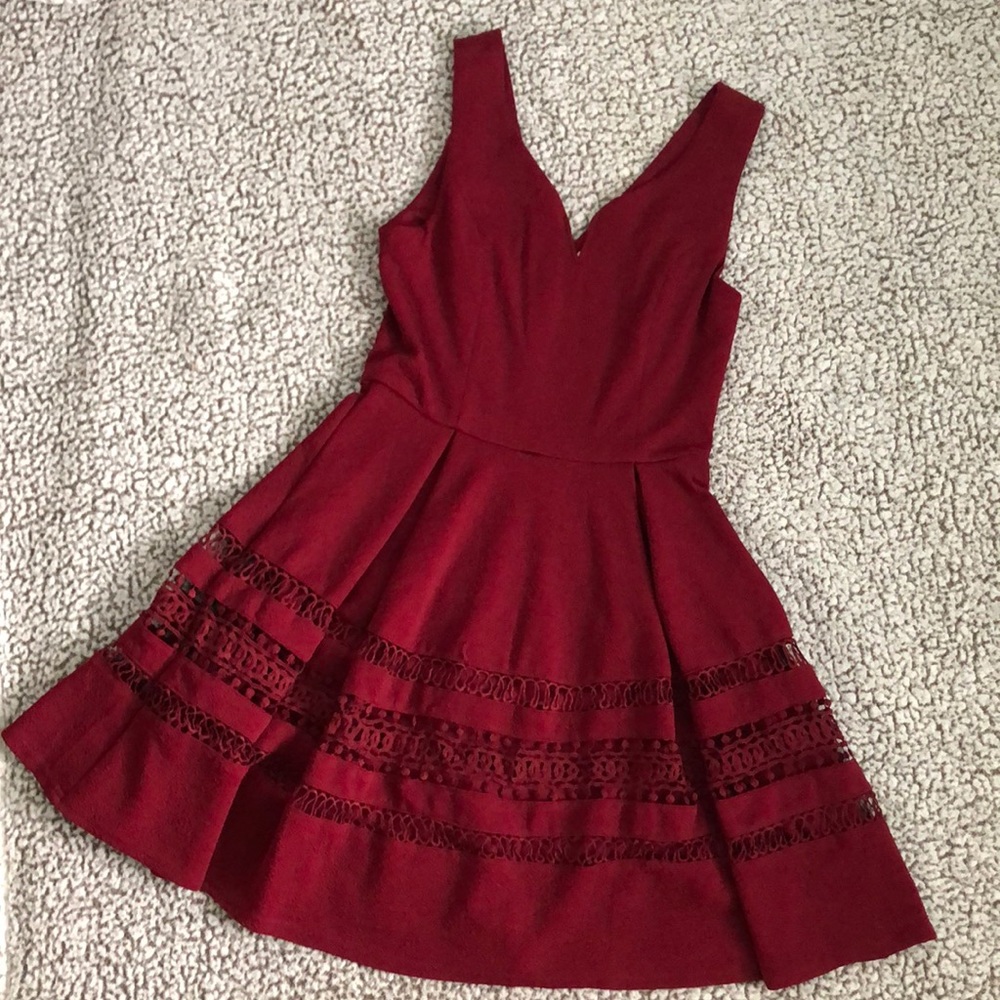 Annabella Fit & Flare Maroon Dress